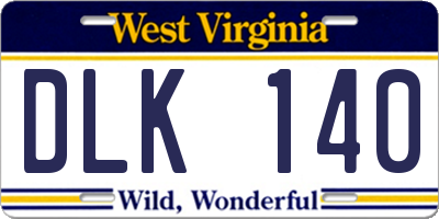 WV license plate DLK140