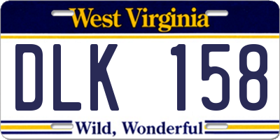 WV license plate DLK158