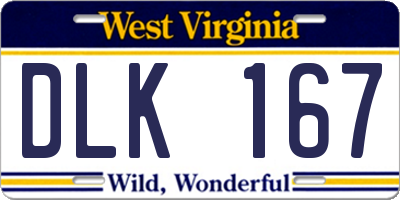 WV license plate DLK167