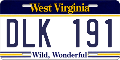 WV license plate DLK191