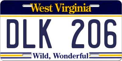 WV license plate DLK206