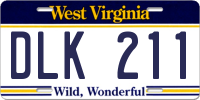 WV license plate DLK211