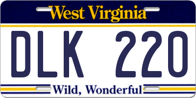 WV license plate DLK220