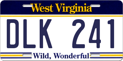 WV license plate DLK241