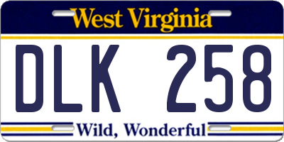 WV license plate DLK258