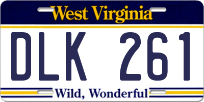 WV license plate DLK261