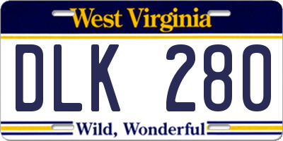 WV license plate DLK280