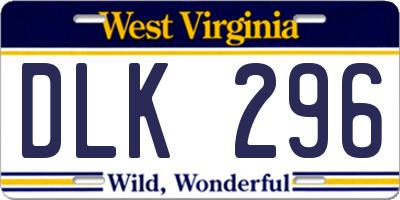 WV license plate DLK296
