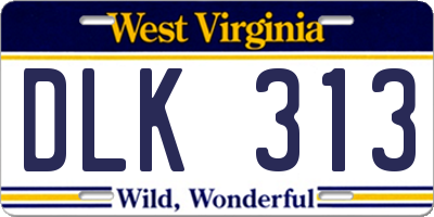 WV license plate DLK313