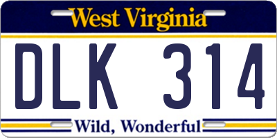 WV license plate DLK314