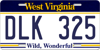 WV license plate DLK325