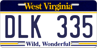 WV license plate DLK335