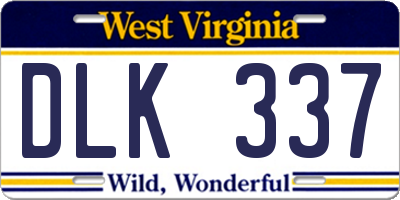WV license plate DLK337