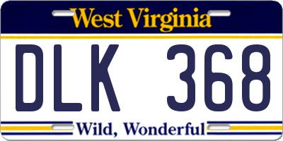 WV license plate DLK368