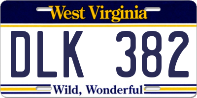 WV license plate DLK382