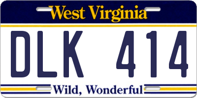 WV license plate DLK414