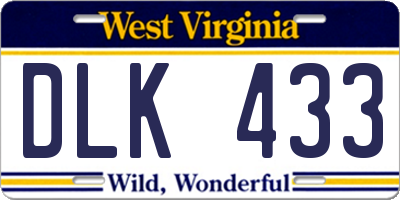 WV license plate DLK433