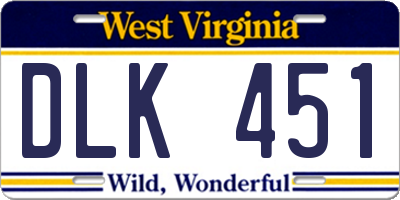 WV license plate DLK451