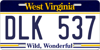 WV license plate DLK537