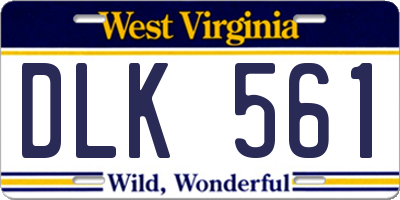 WV license plate DLK561