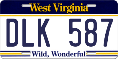 WV license plate DLK587