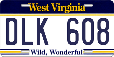 WV license plate DLK608