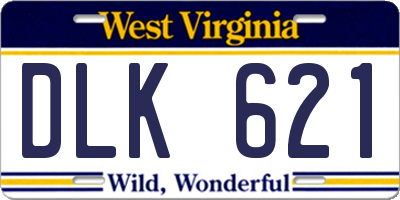 WV license plate DLK621