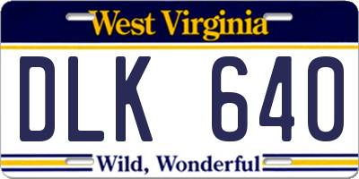 WV license plate DLK640