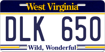 WV license plate DLK650