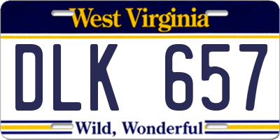 WV license plate DLK657