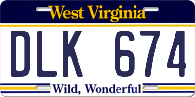 WV license plate DLK674