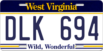WV license plate DLK694