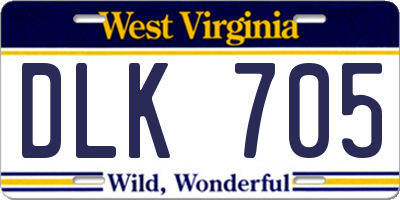 WV license plate DLK705