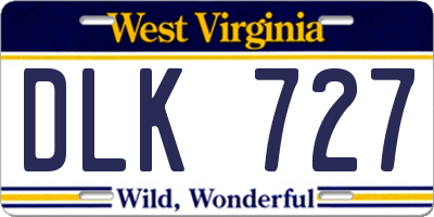 WV license plate DLK727