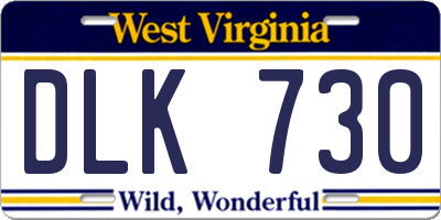 WV license plate DLK730
