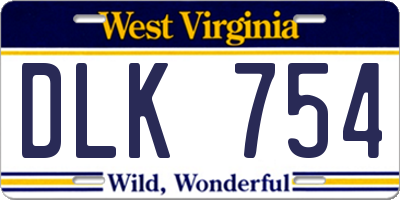 WV license plate DLK754