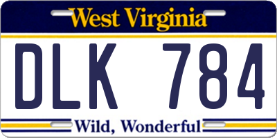 WV license plate DLK784