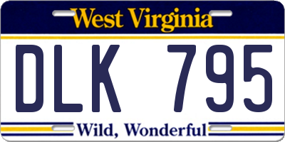 WV license plate DLK795