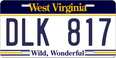 WV license plate DLK817
