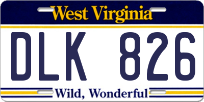 WV license plate DLK826