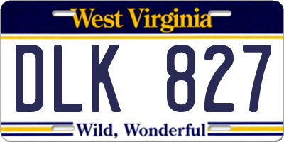 WV license plate DLK827
