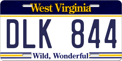 WV license plate DLK844