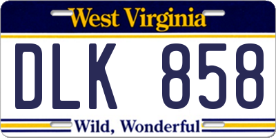 WV license plate DLK858