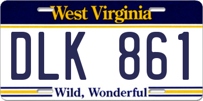 WV license plate DLK861