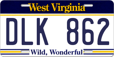WV license plate DLK862