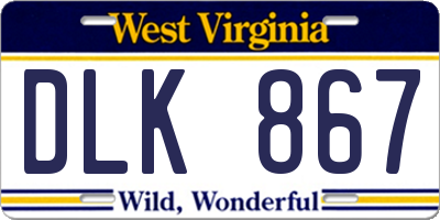 WV license plate DLK867