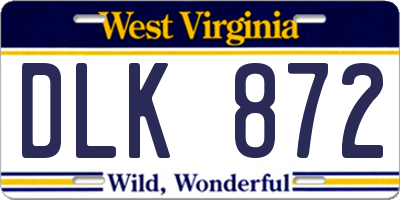 WV license plate DLK872