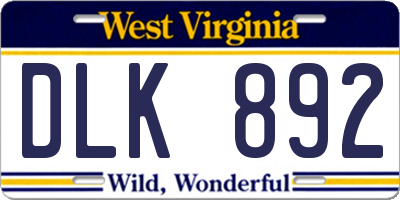 WV license plate DLK892