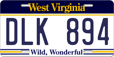 WV license plate DLK894