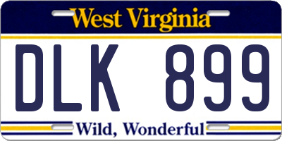WV license plate DLK899
